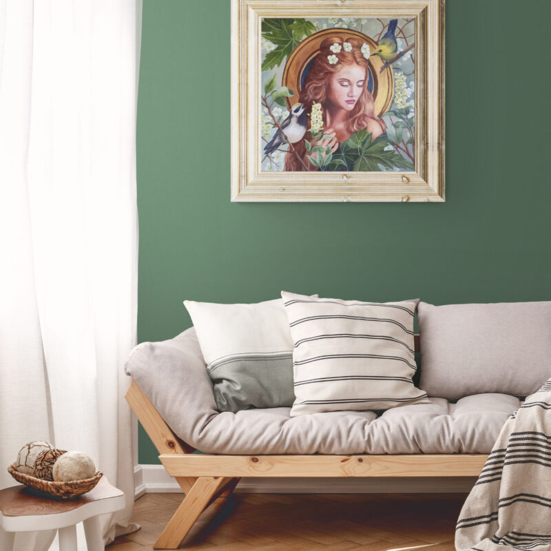 Listening to the Birds original oil painting